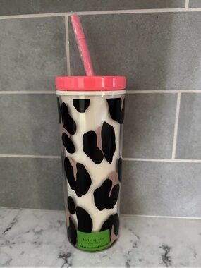 NWT! Kate Spade Forest Feline 24 oz tumbler for cold beverages. Travel cup